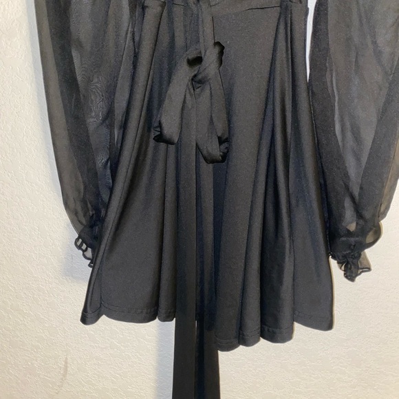 aliah puff chiffon wrap dress in black Alia Dress 8 / Black